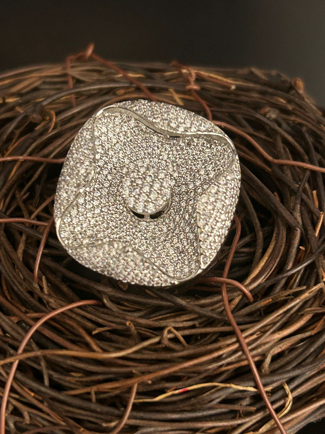 Luxury Diamond Pave Statement Ring – Designer Adjustable Cocktail Jewellery