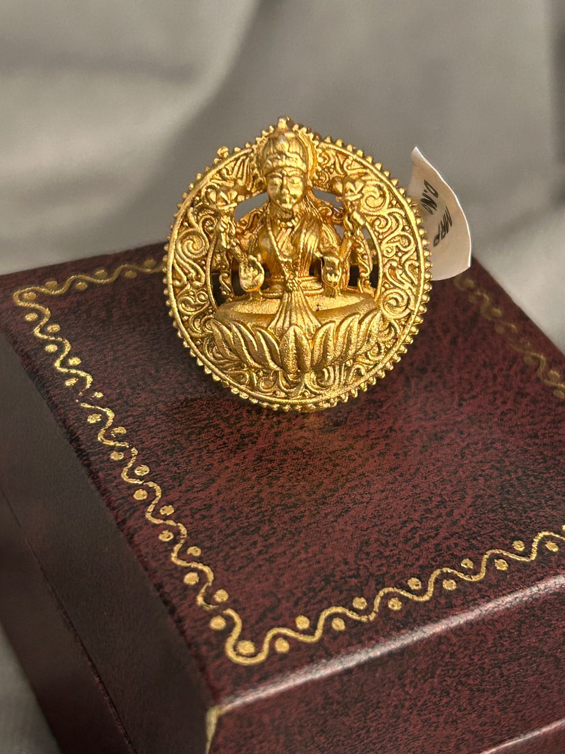 Antique Temple Adjustable Ring – Goddess Lakshmi Gold Finish