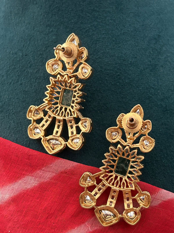 Emerald Green Stone Designer Necklace Set with Earrings