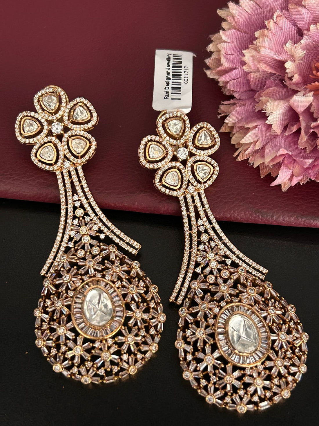 Luxury Floral Kundan & Diamond Statement Earrings