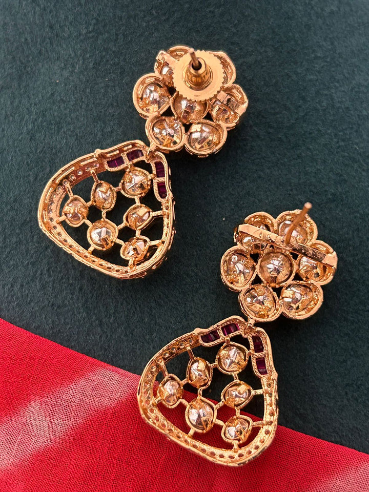 Floral Kundan Necklace Set with Earrings – Elegant Party & Bridal Wear