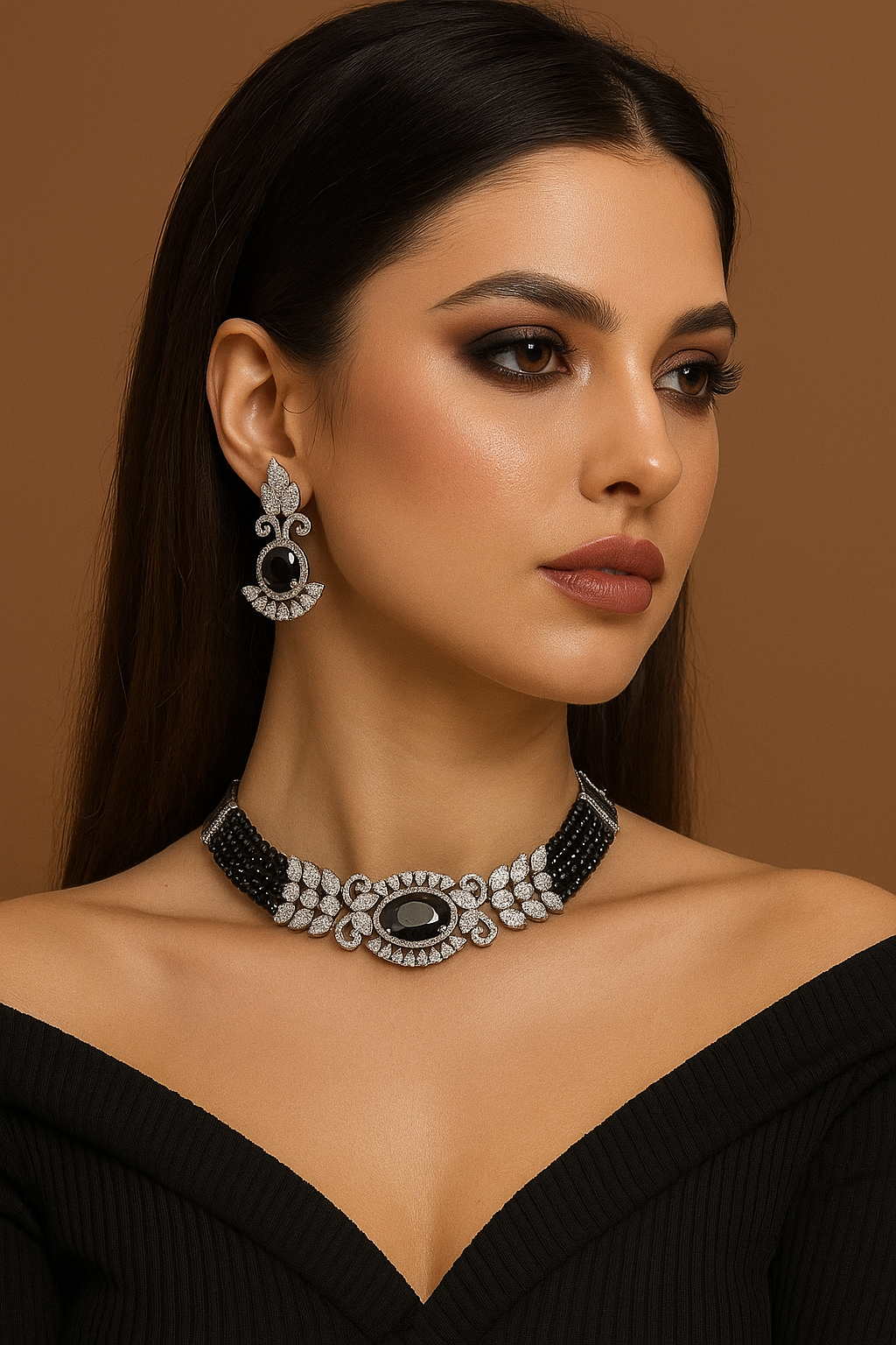 Midnight Majesty Black Diamond Choker Set