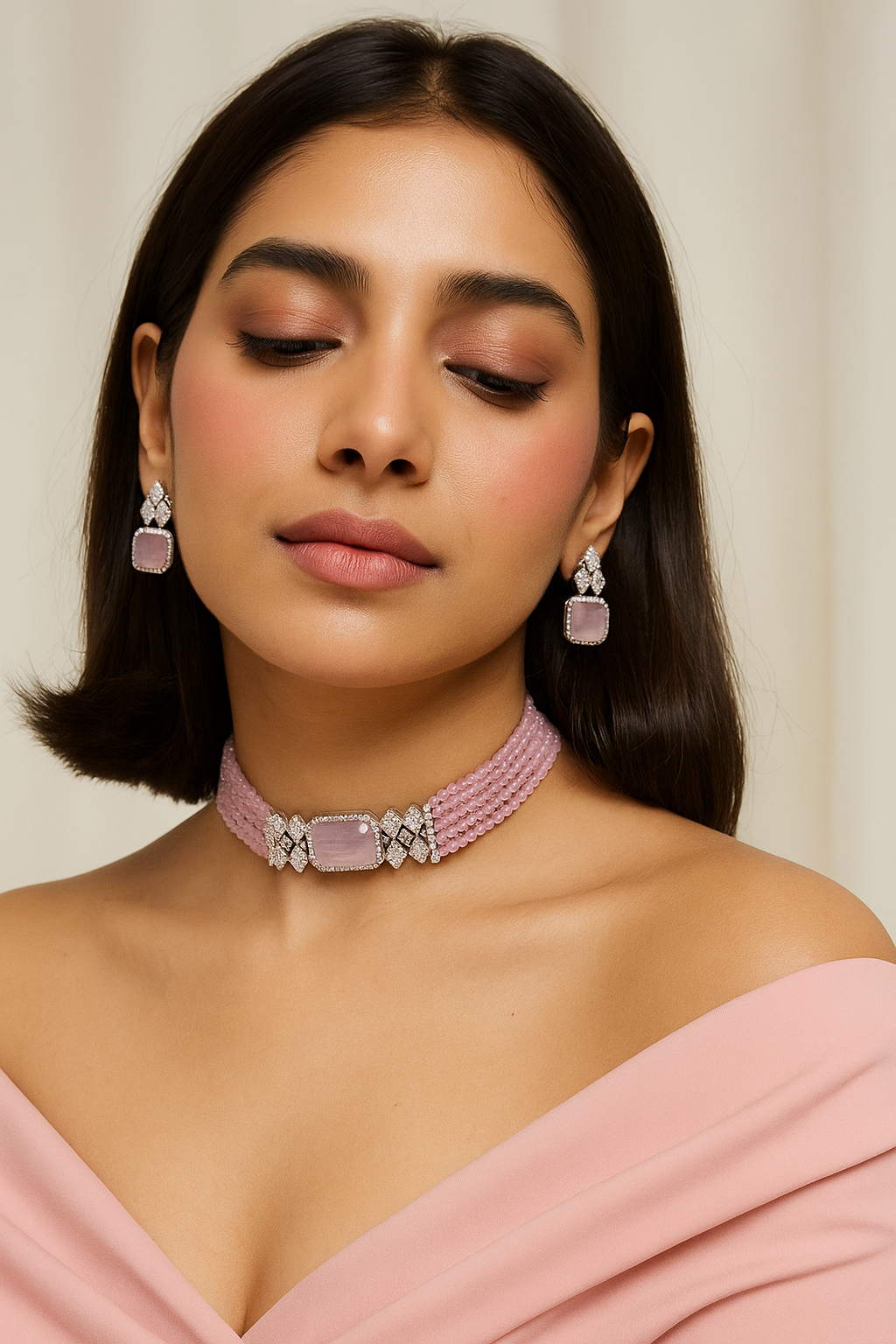 Blush Radiance Pink Diamond Choker Set