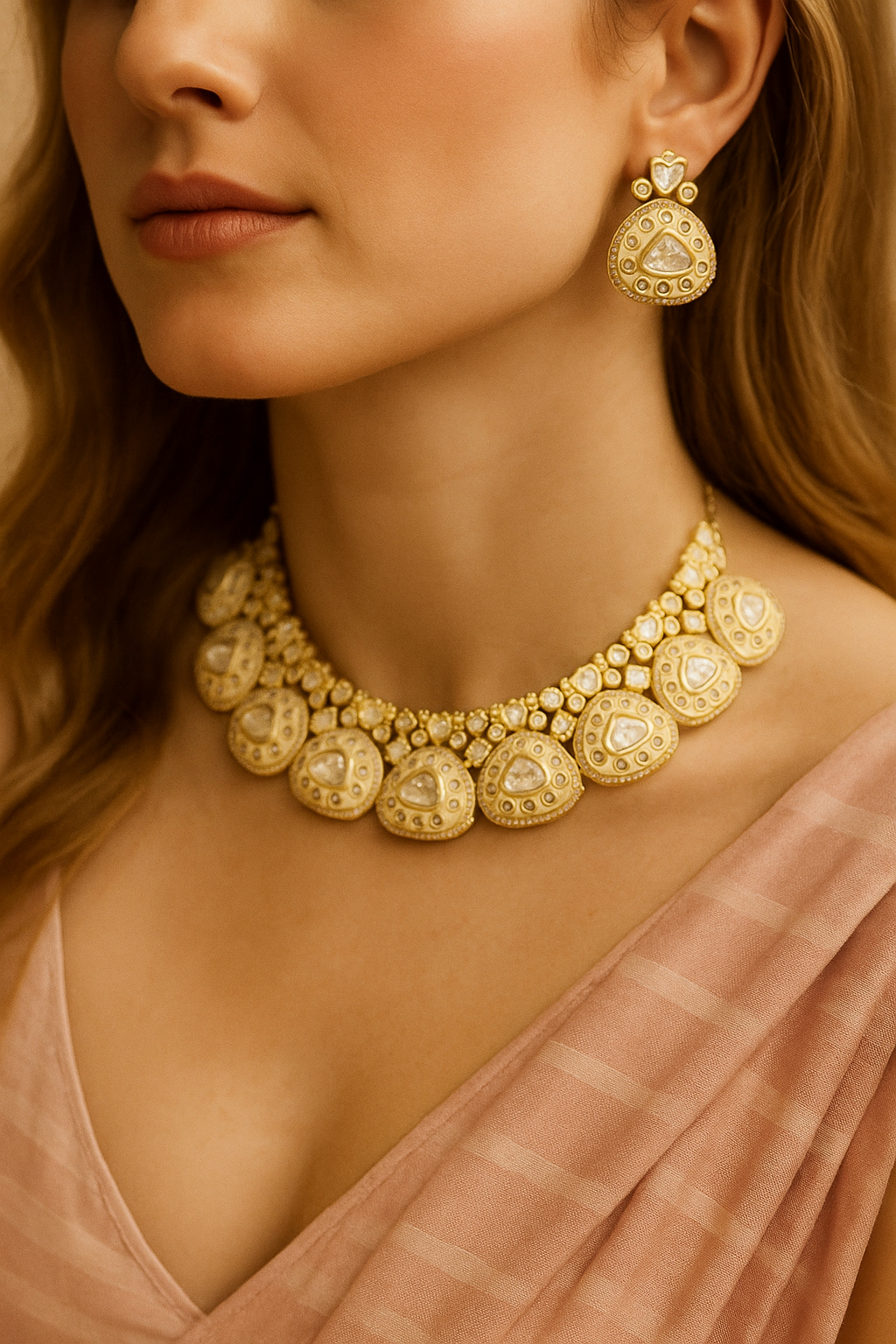 Royal Kundan Pearl Drop Necklace Set with Earrings