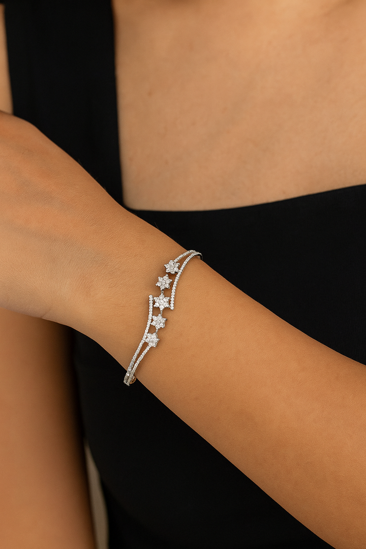 Floral CZ Openable Bracelet