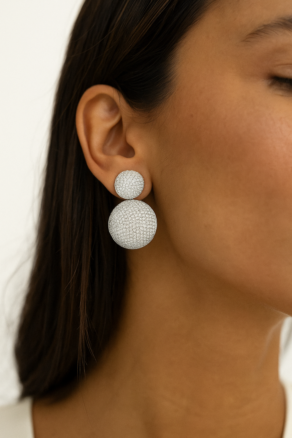 Triple Circle Diamond Pave Earrings – Statement Party Jewelry