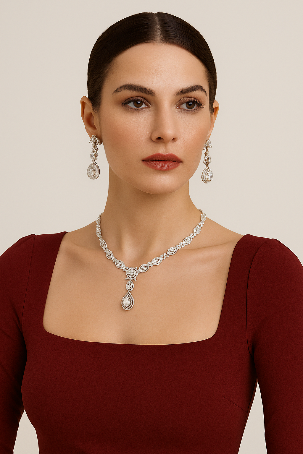 Eternal Spark Diamond Look Necklace Set