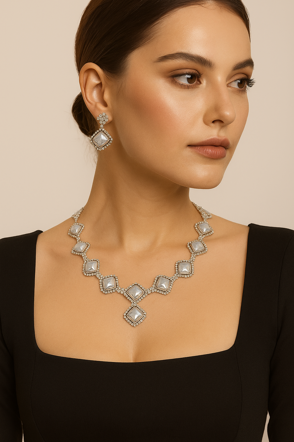 Crystal Luxe Diamond Look Necklace Set