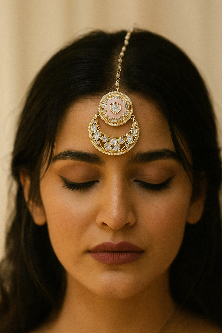 Blush Crescent Kundan Maang Tikka