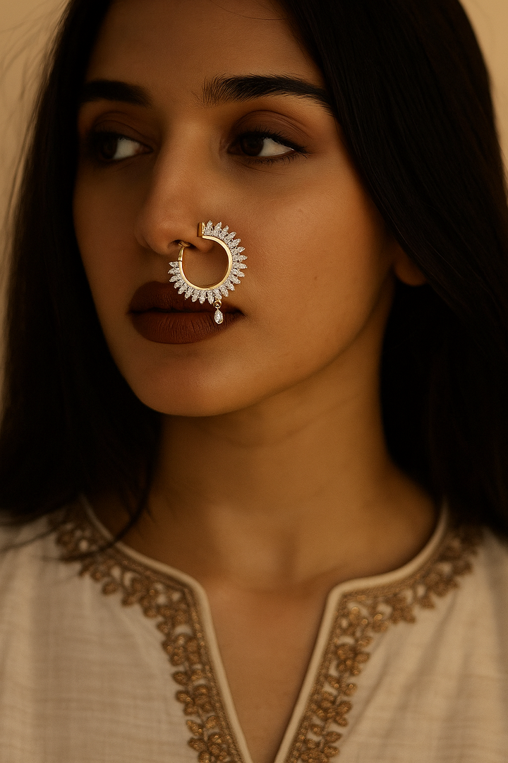 Diamond Look Round Maang Tikka with Drop Stone