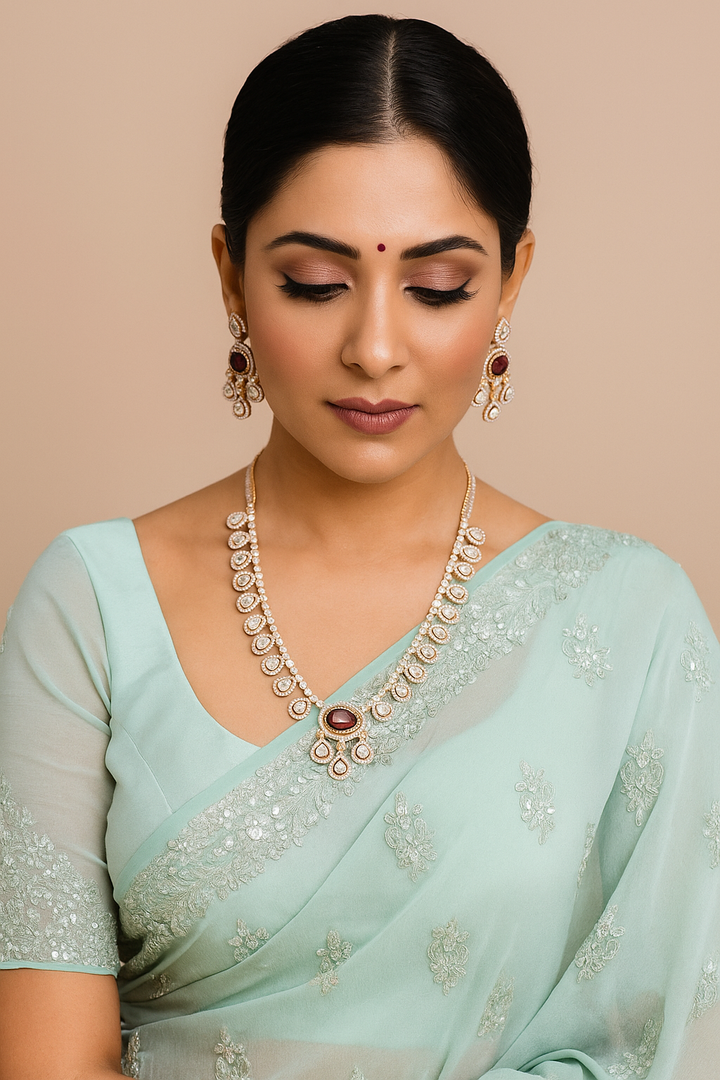 Ruby Radiance Diamond Necklace Set Polki Style Bridal Jewellery