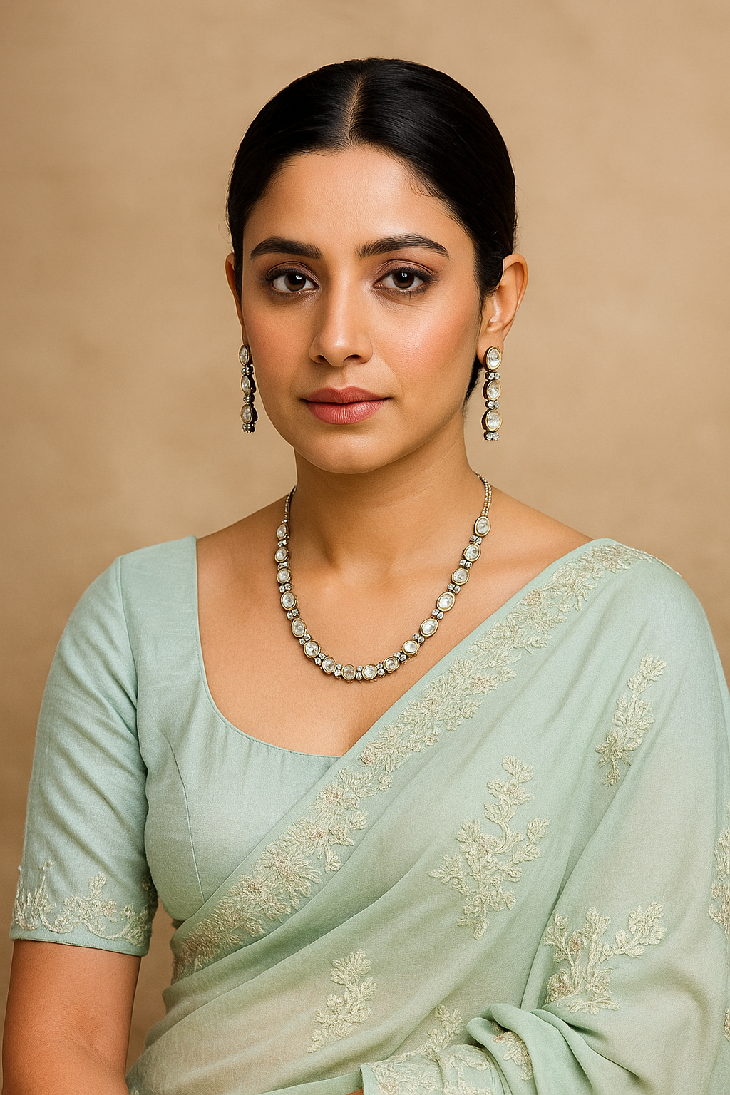 Elegant Polki Diamond Look Necklace Set