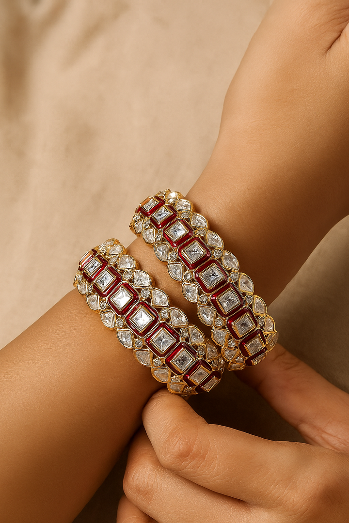 Royal Ruby Red Kundan Openable Bangles – Premium Bridal Collection