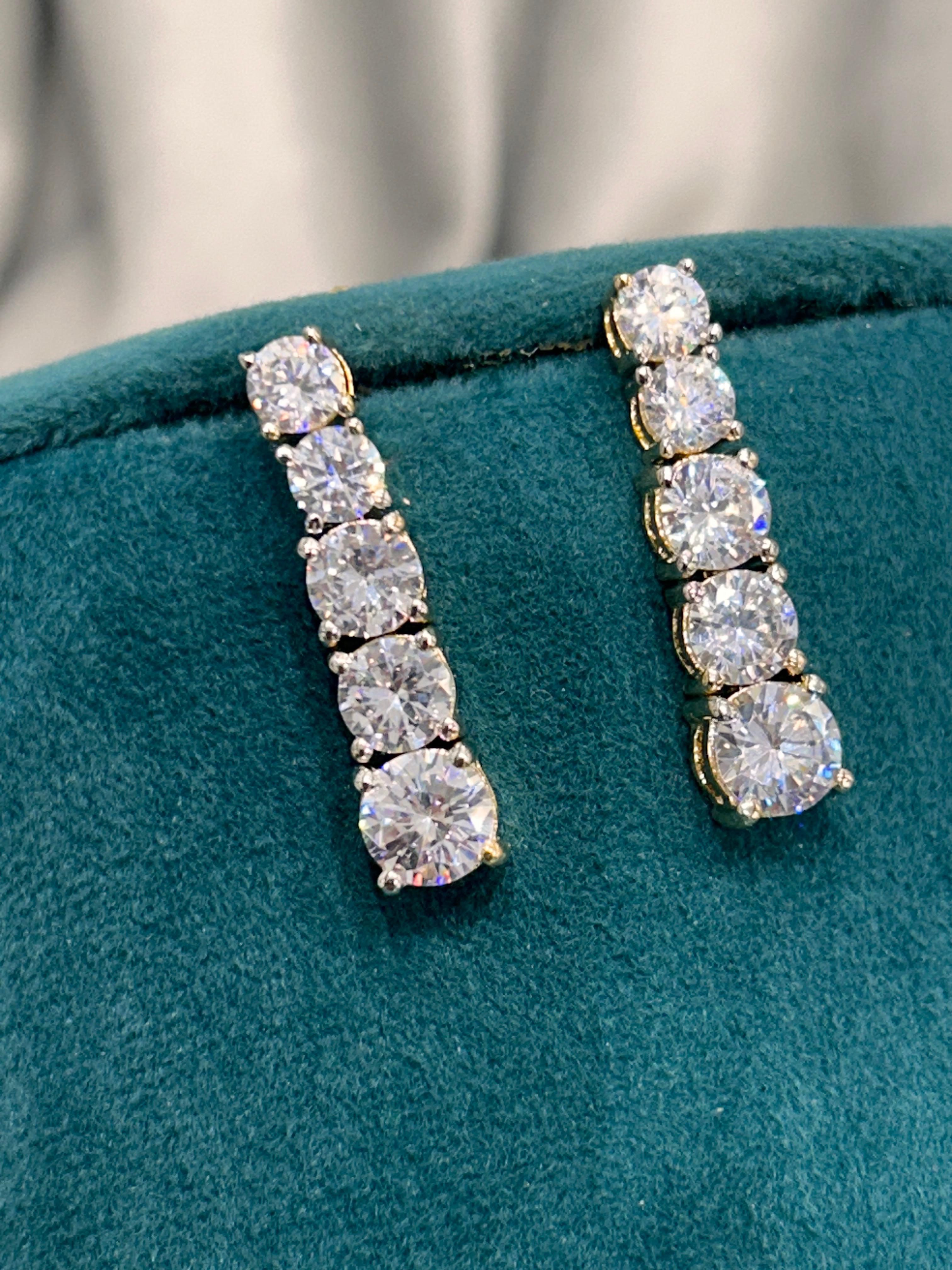 Two-Line Solitaire Diamond Necklace Set – White Polish Finish