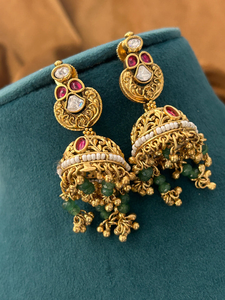 Temple-Inspired Ruby & Pearl Kundan Choker Set