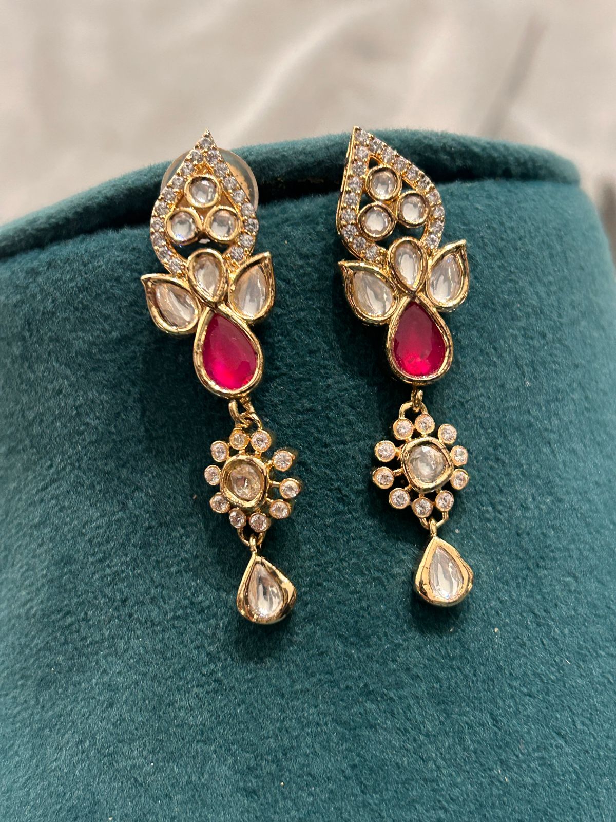 Royal Kundan Pearl Necklace Set with Ruby Accents