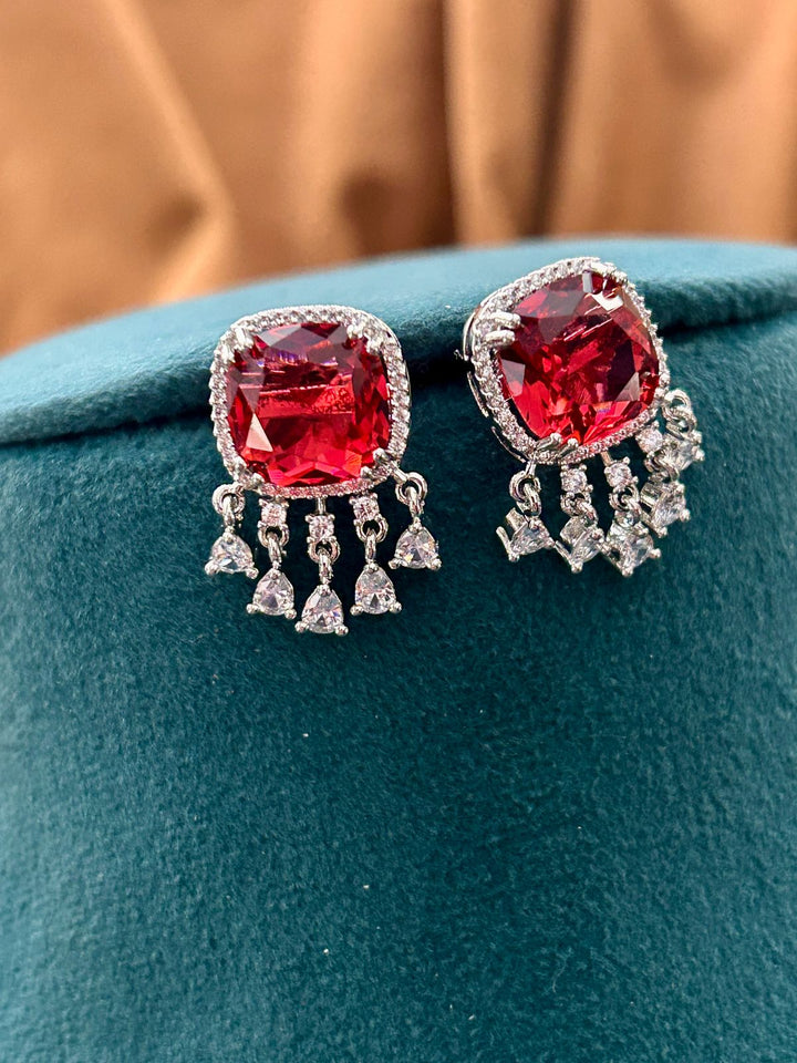 Ruby Red Stone Diamond Choker Set