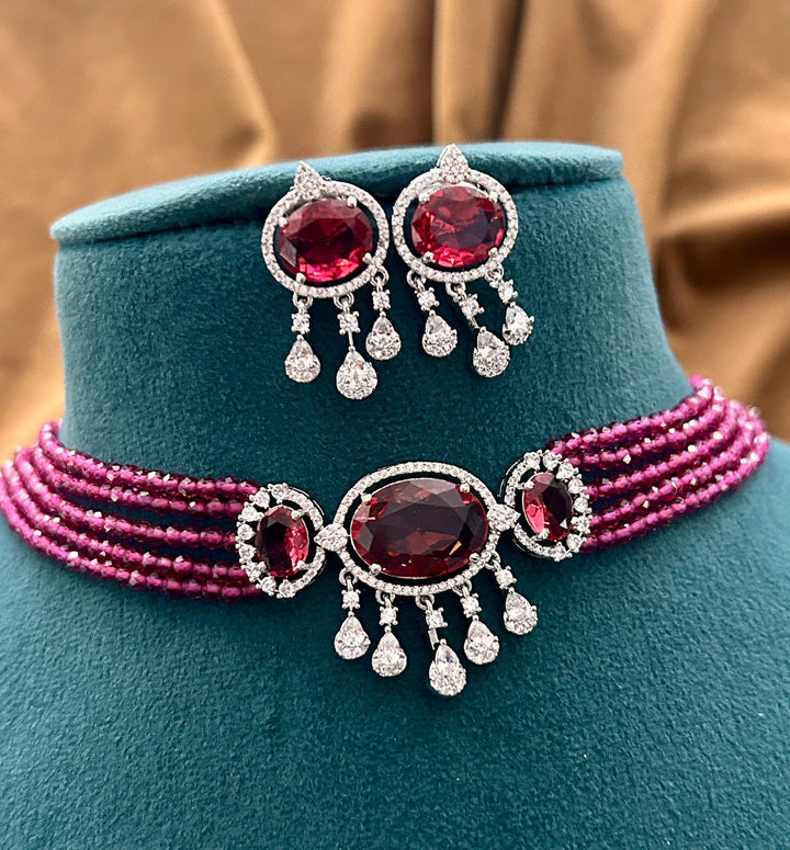 Garnet Glow Diamond Choker Set
