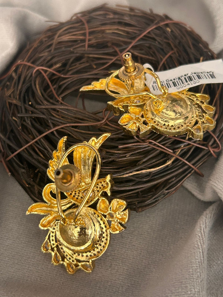 Royal Peacock Green Stone Designer Earrings
