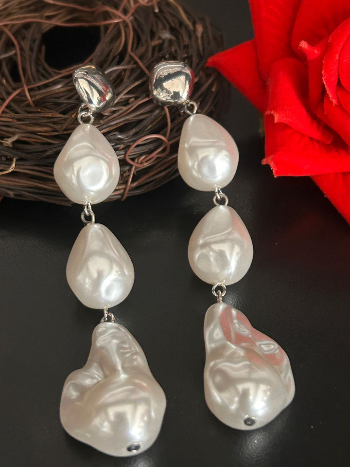 Long Baroque Pearl Drop Earrings – Elegant Party Wea