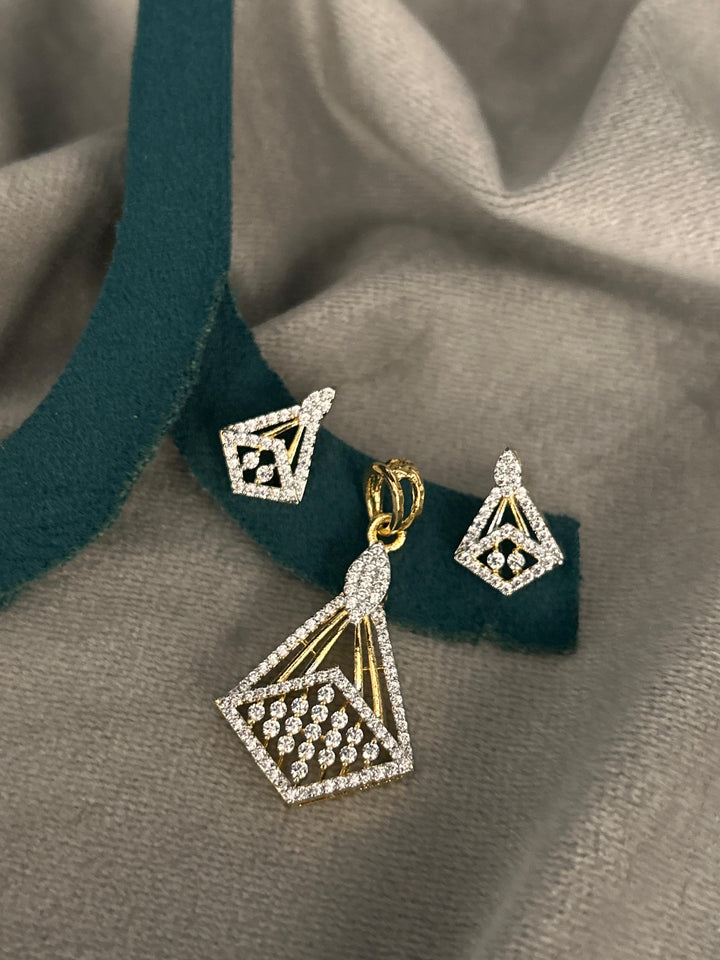 Golden Prism Diamond Pendant Set