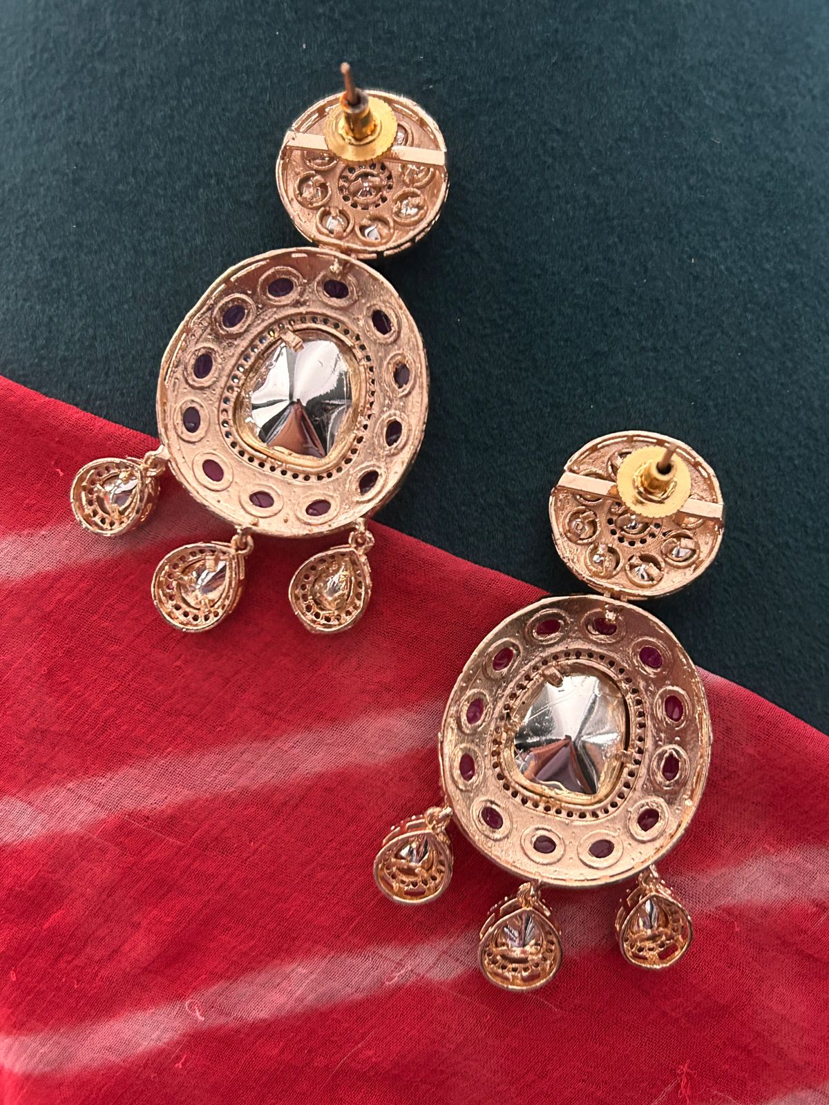 Royal Kundan Choker Necklace Set with Earrings – Green & Ruby Accents