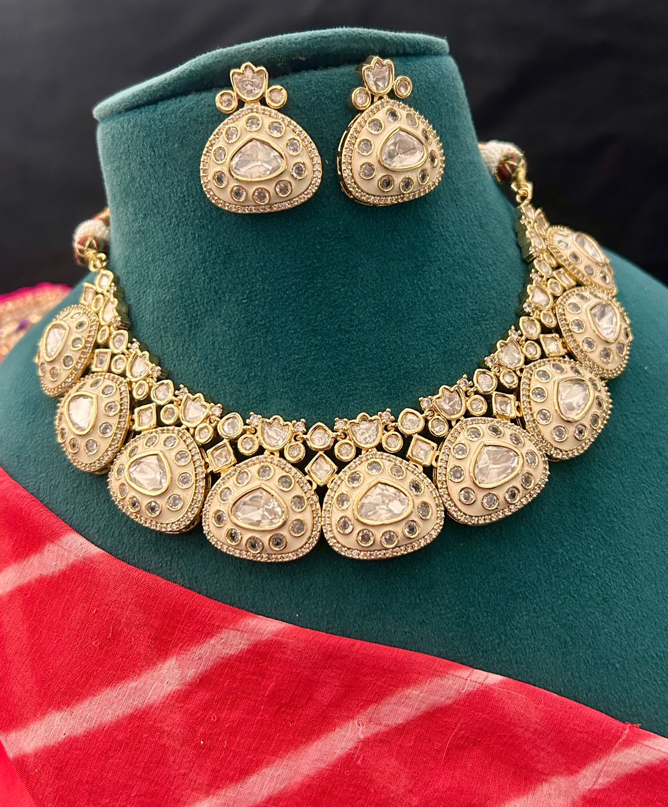 Royal Kundan Pearl Drop Necklace Set with Earrings