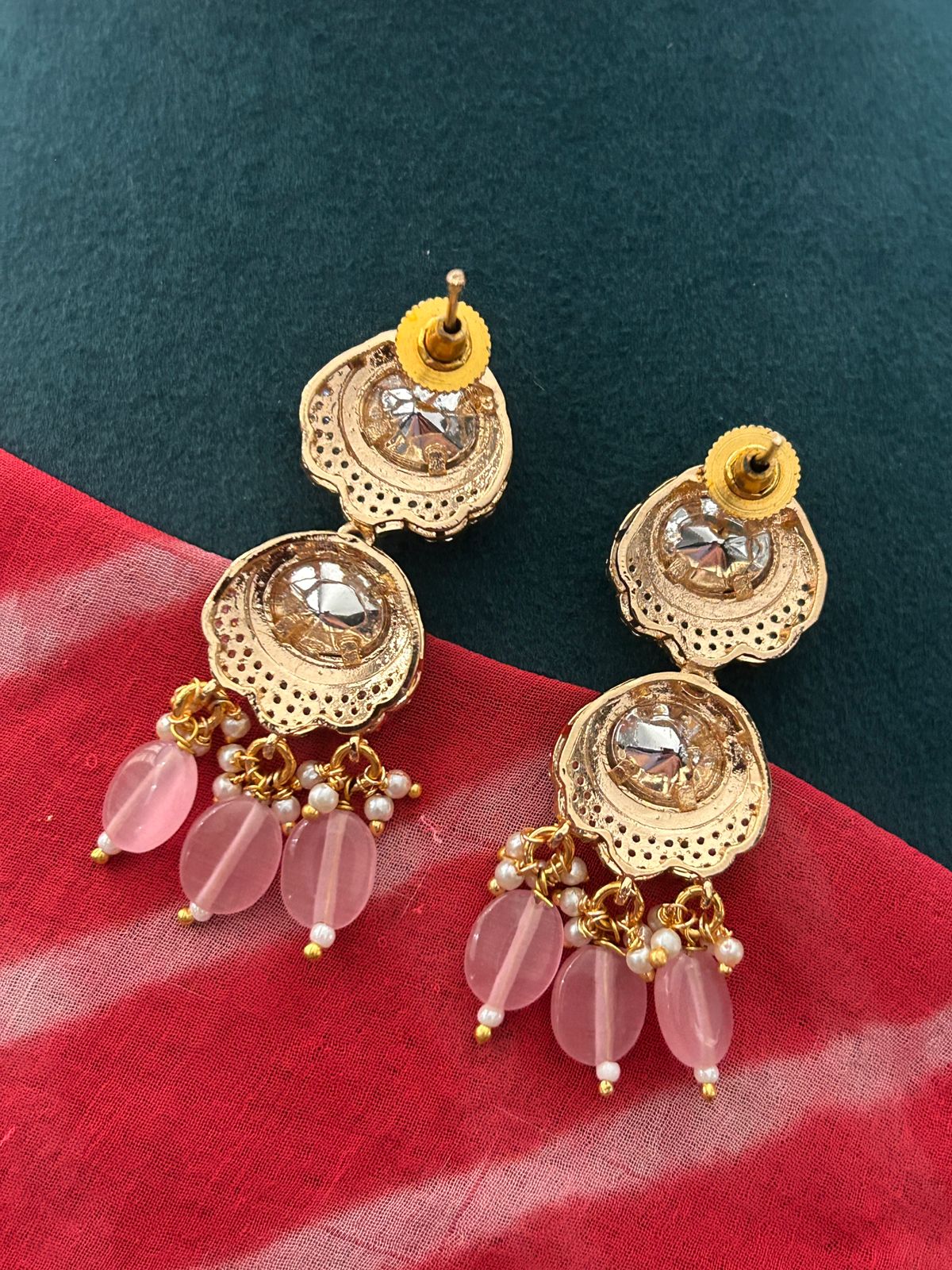 Elegant Kundan Necklace Set with Pink Beads & Earrings
