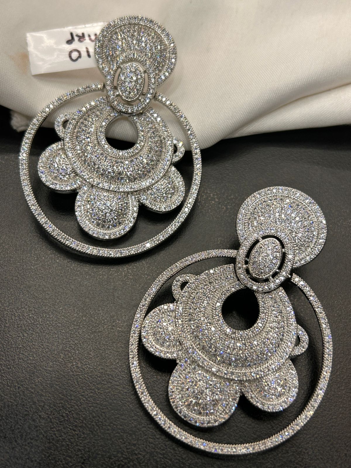 Luxury Silver Round Designer Statement Earrings
