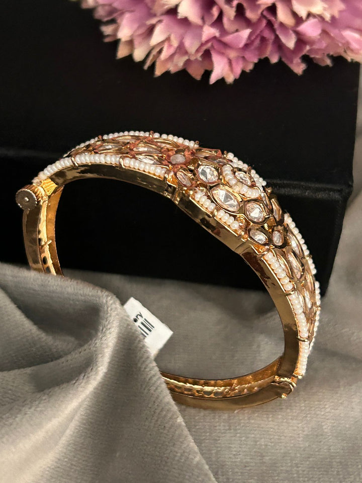 Pearl Kundan Openable Bracelet