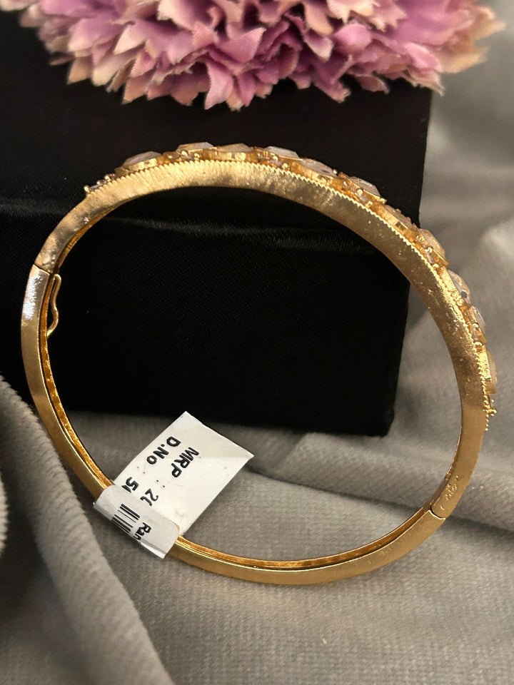 Gold Plated Kundan CZ Openable Bracelet
