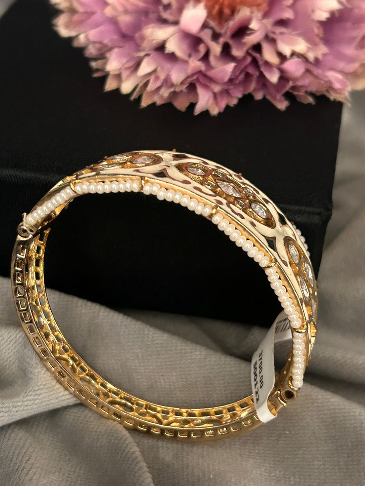 Ivory Meenakari Kundan Openable Bracelet