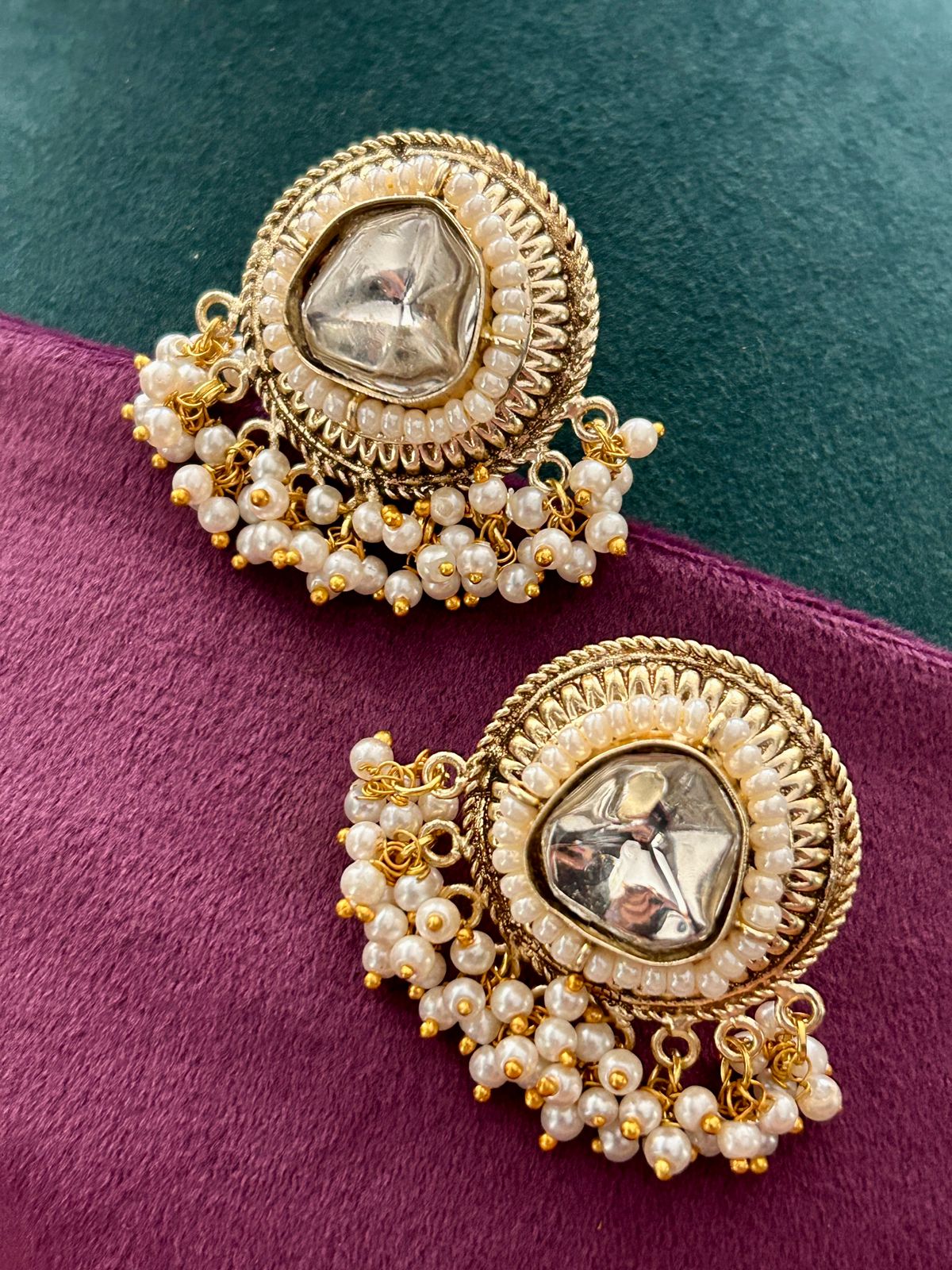 Classic Golden Kundan Pearl Choker Necklace Set