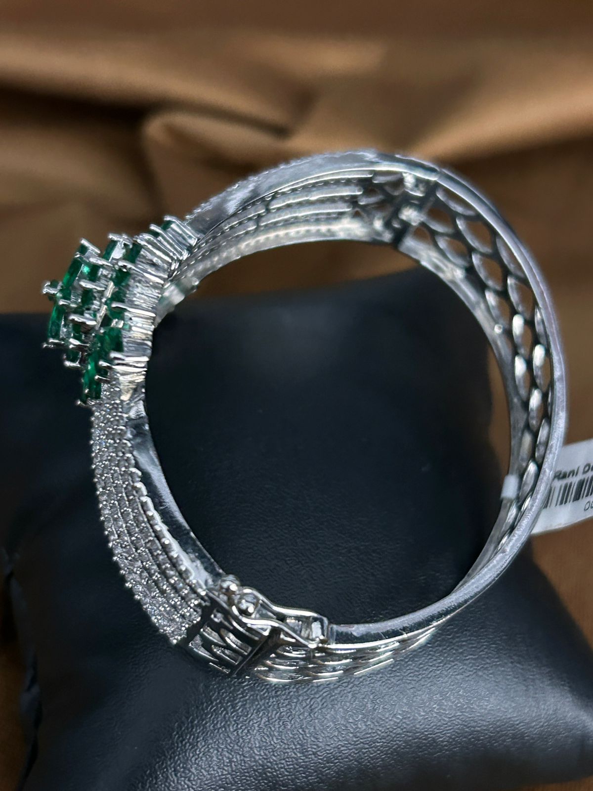 Emerald Cluster Diamond Look Openable Bracelet
