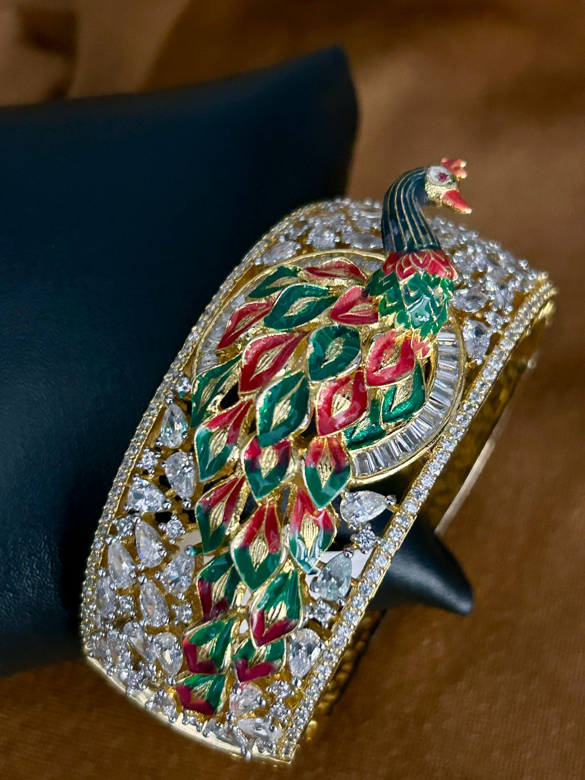 Peacock Design Meenakari Openable Bracelet