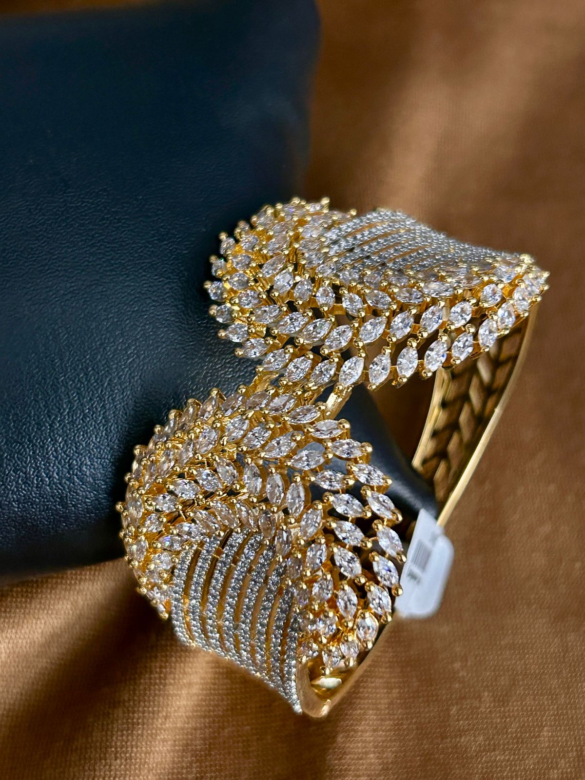 Gold & Silver Dual Tone Diamond Look Openable Bracelet