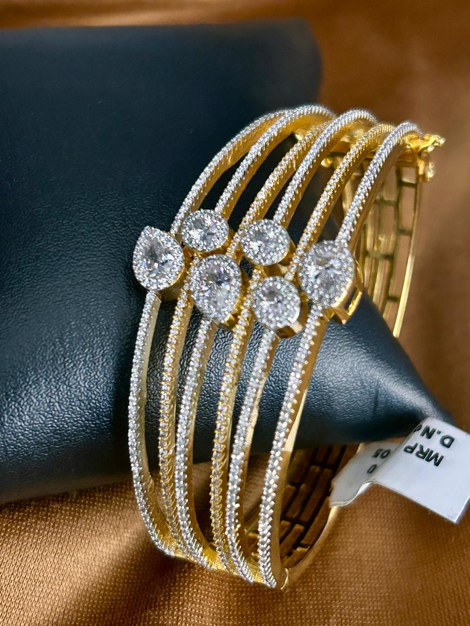 Gold & Silver Dual-Tone Openable Bracelet with CZ Stones