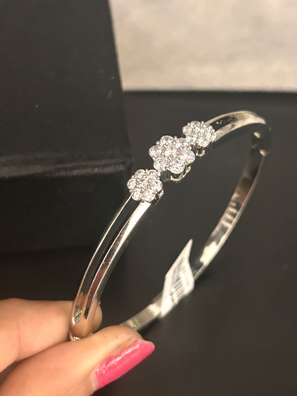 Elegant Triple Floral CZ Openable Bracelet