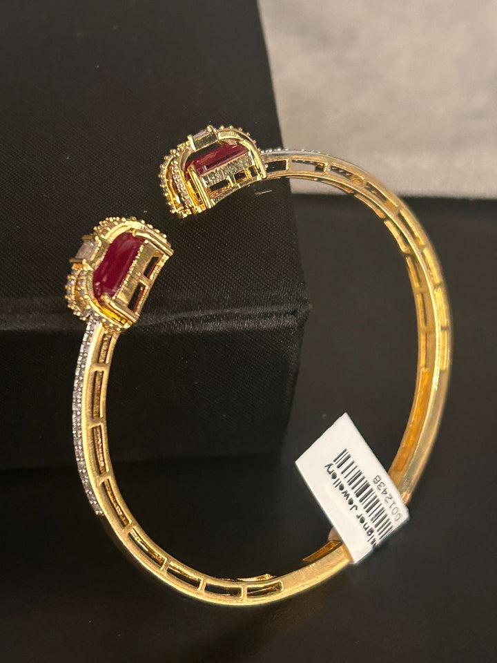 Dual Ruby Cut Openable Bracelet – Gold & Silver Finish
