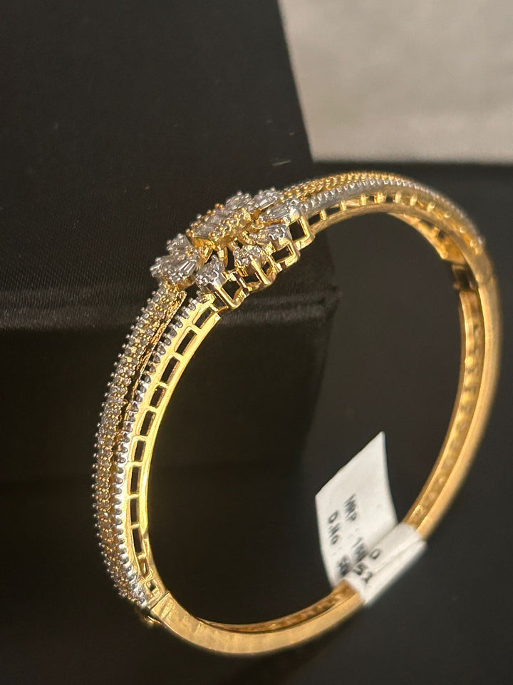 Elegant Gold & Diamond Floral Openable Bracelet