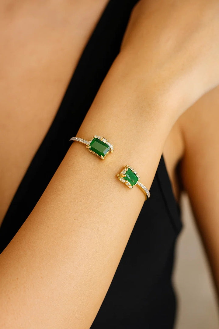 Dual Emerald Cut Openable Bracelet
