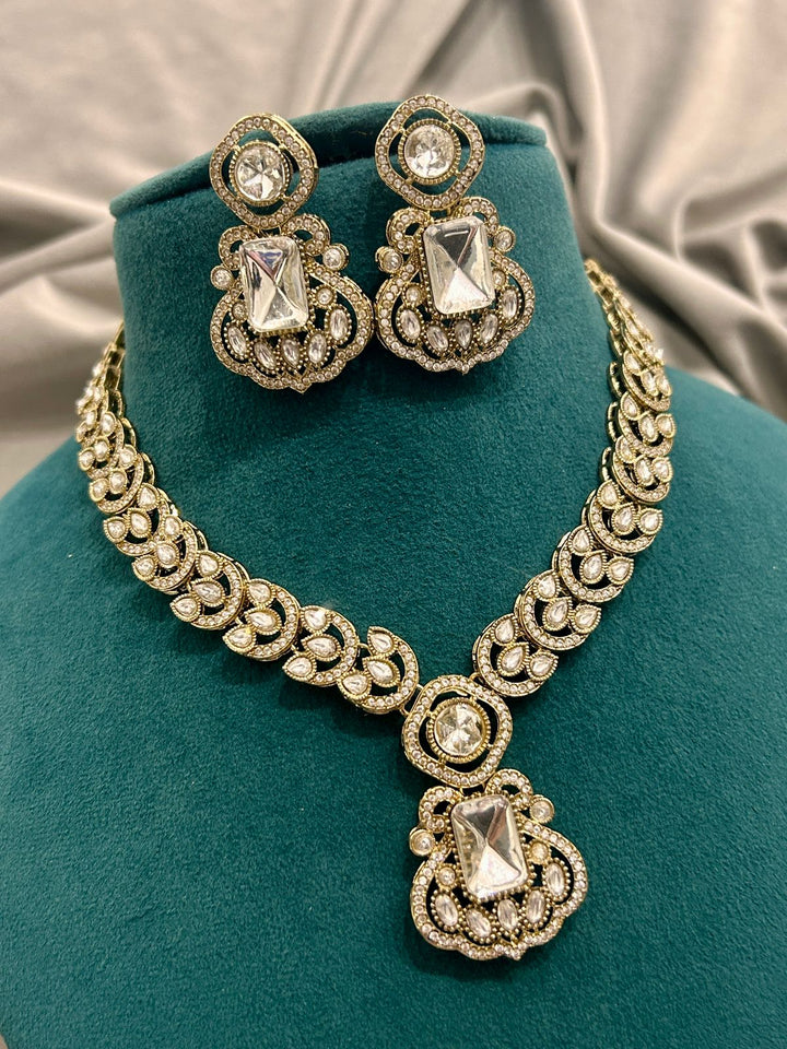 Royal Polki Stone Necklace Set with Statement Earrings