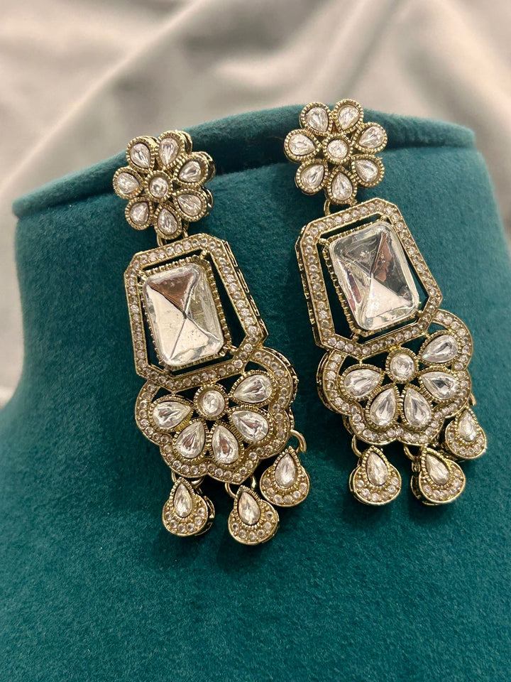 Royal Polki Stone Necklace Set with Statement Earrings