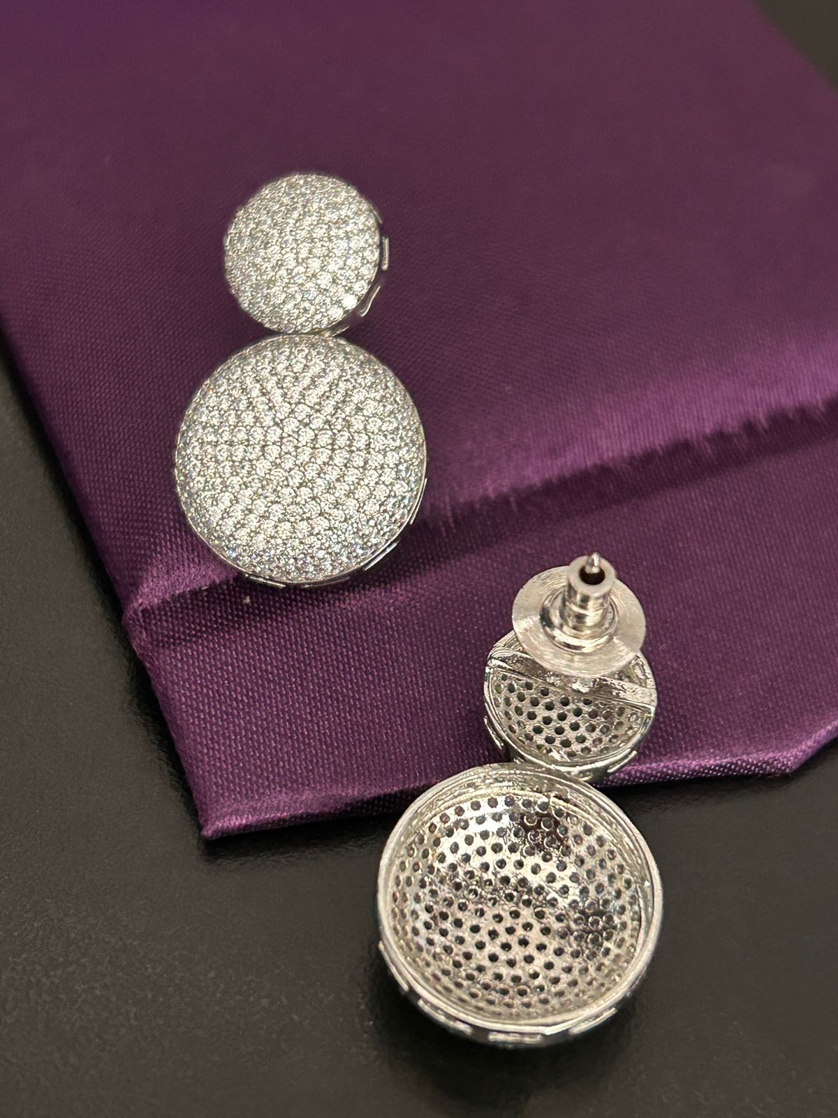 Triple Circle Diamond Pave Earrings – Statement Party Jewelry