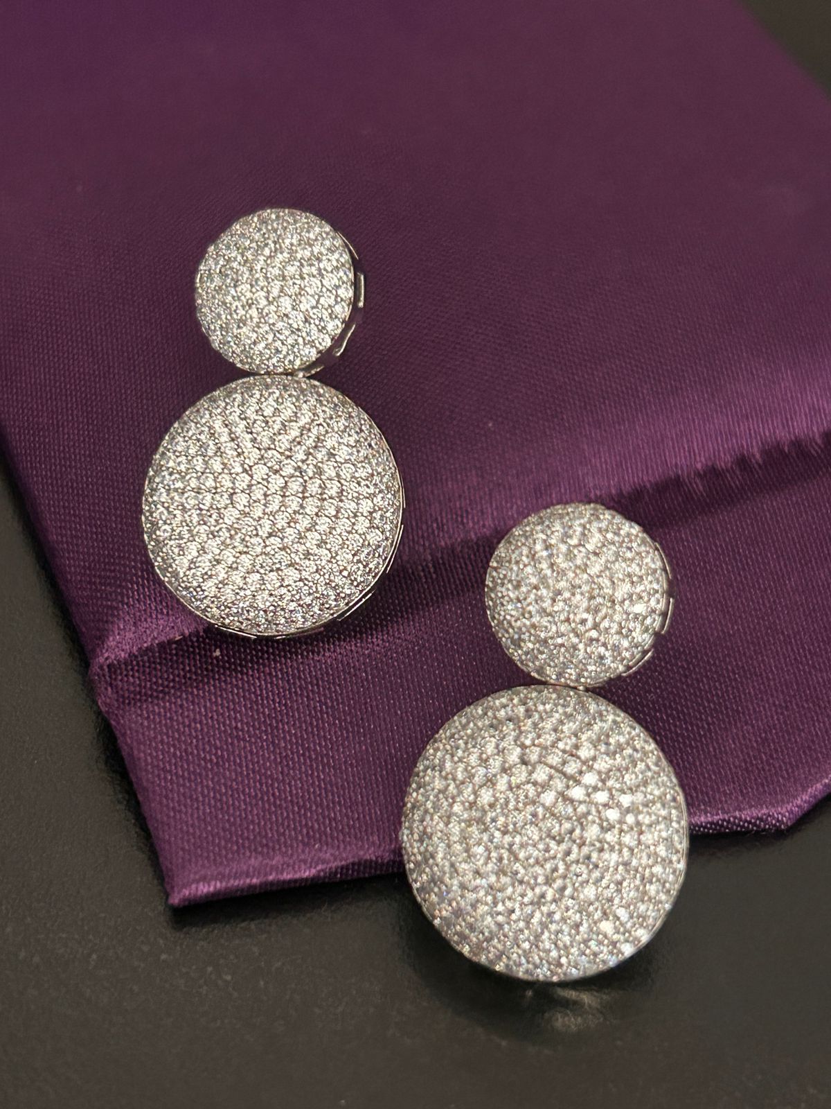 Triple Circle Diamond Pave Earrings – Statement Party Jewelry