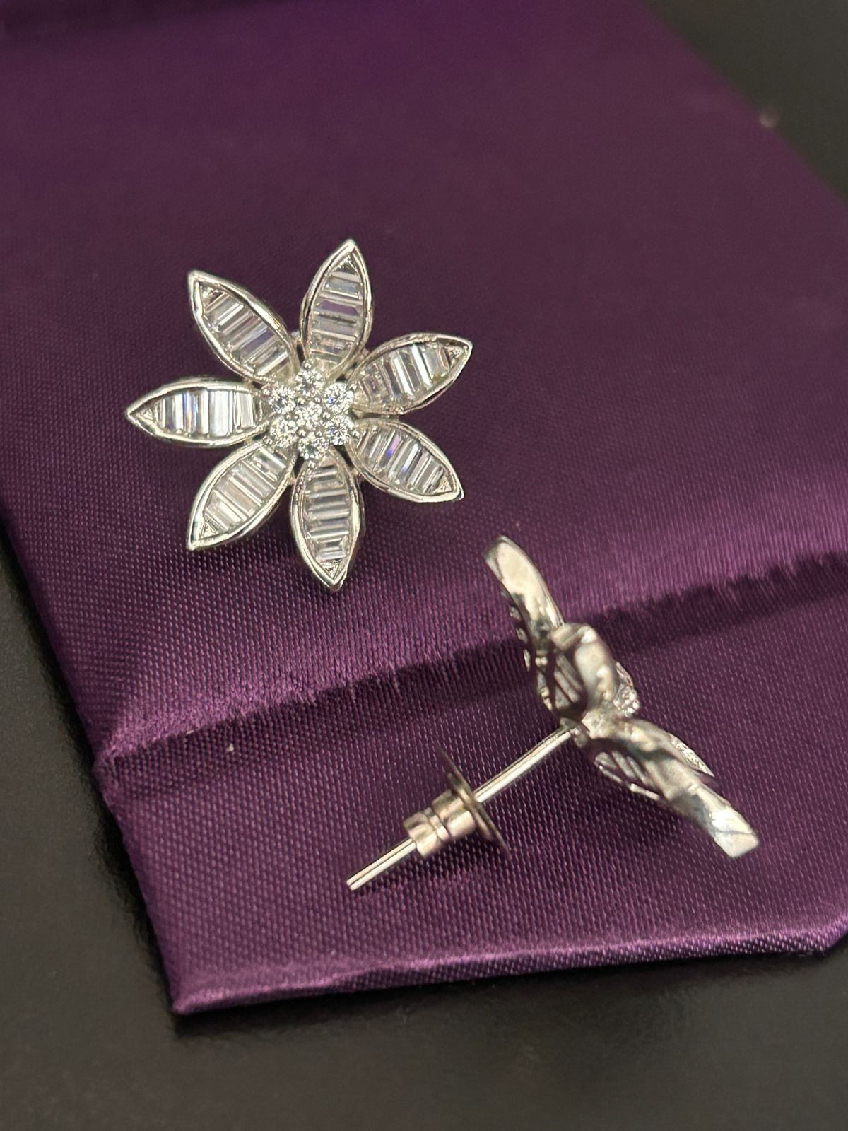 Floral Diamond Baguette Earrings