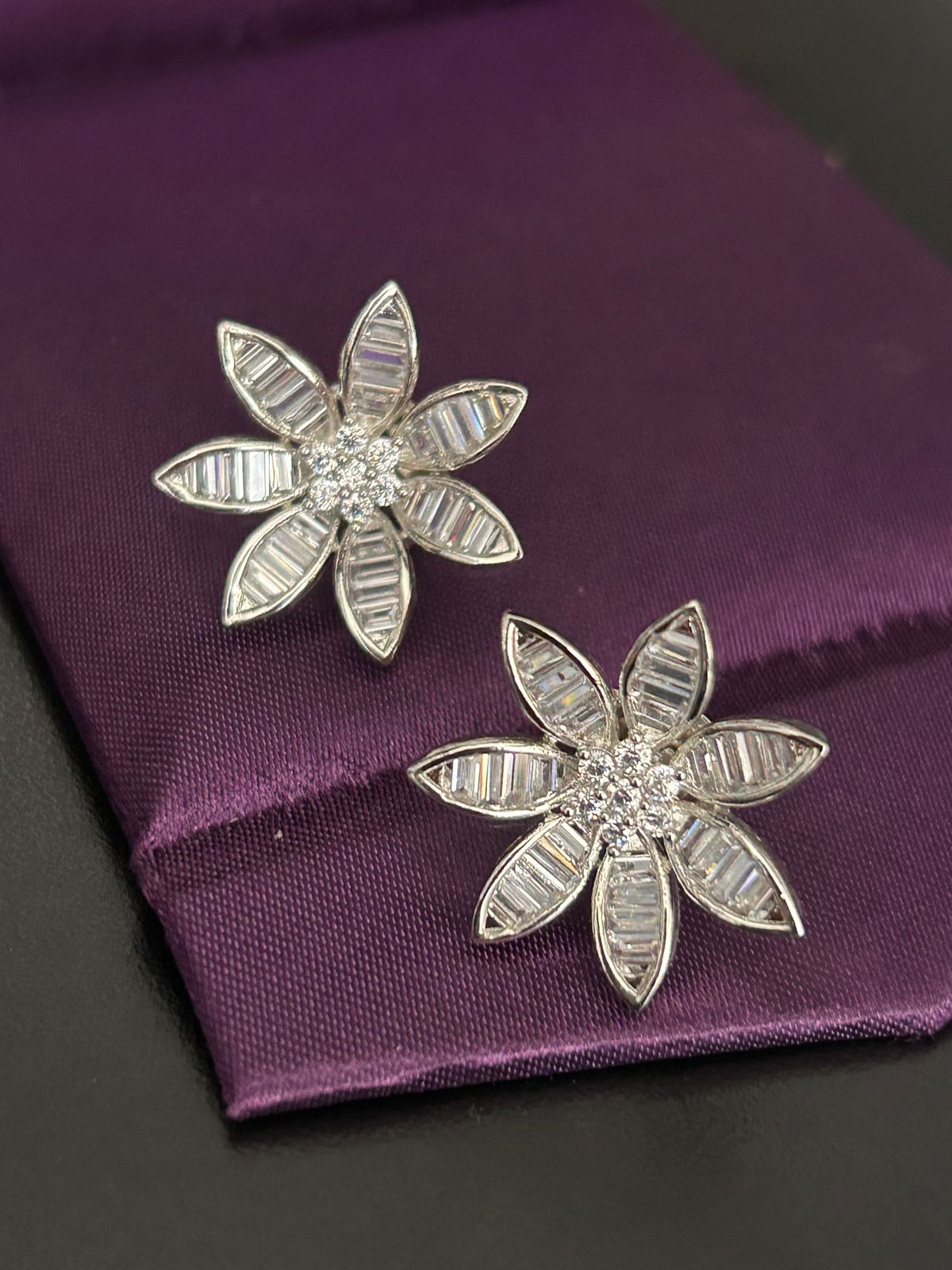 Floral Diamond Baguette Earrings