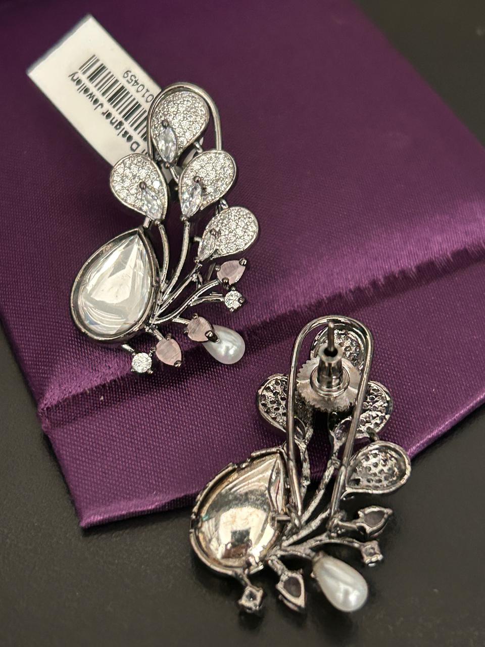 Pearl & Kundan Designer Earrings with Ruby Accents