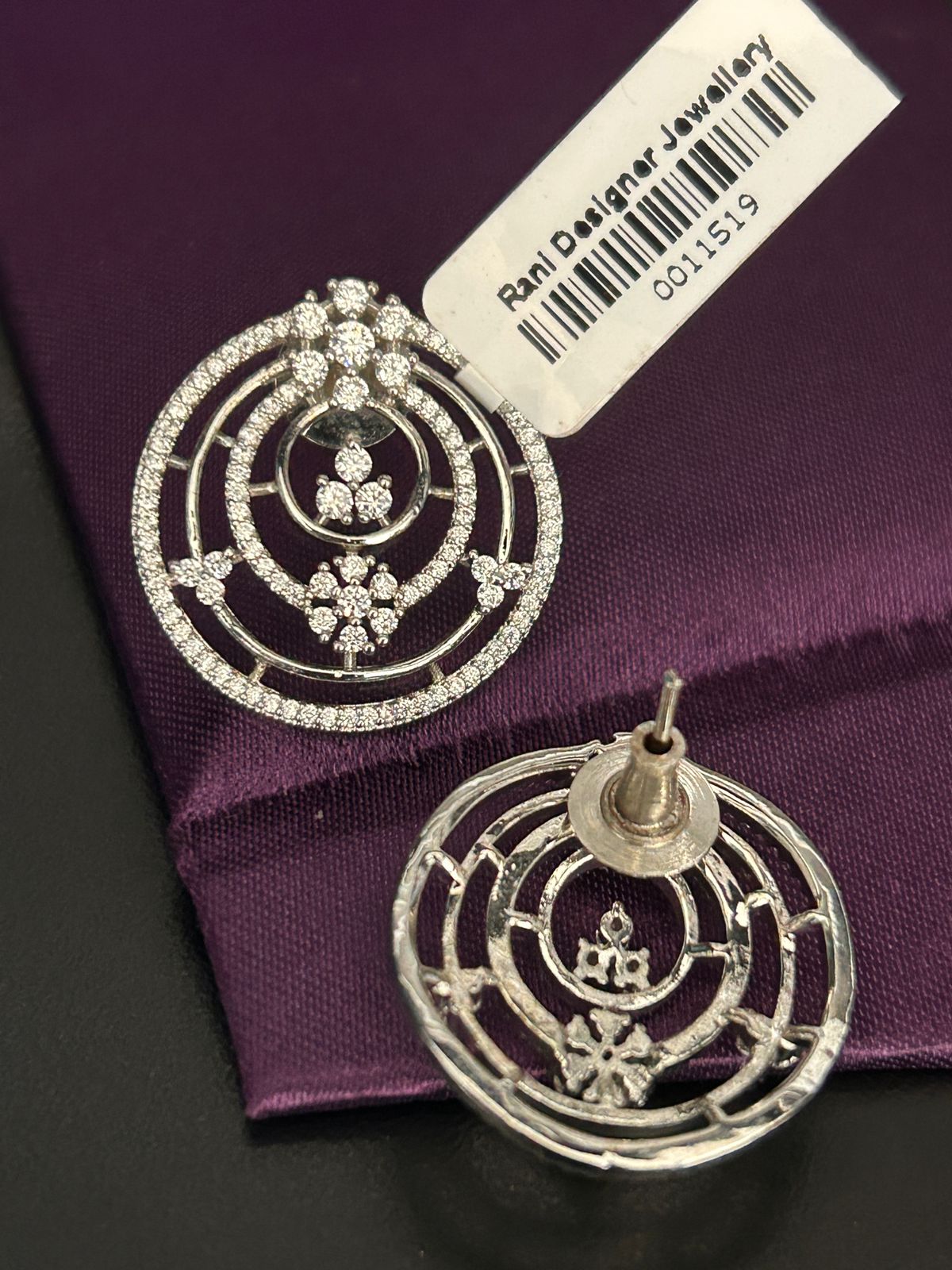 Round Designer Earrings with Diamond Floral Detailing