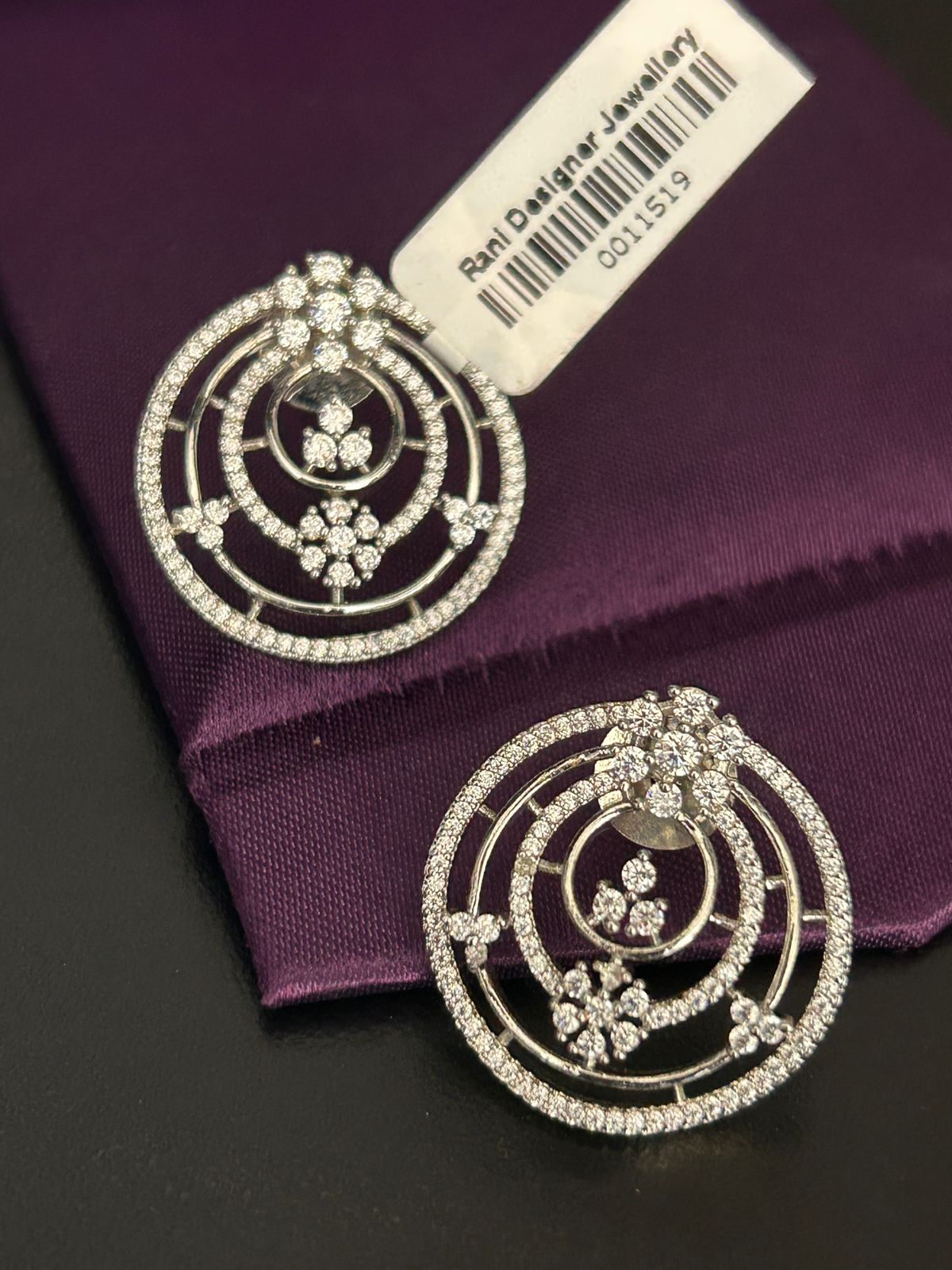 Round Designer Earrings with Diamond Floral Detailing